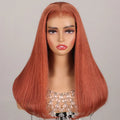 Glueless Ginger Brown Silky Straight Wigs - Pre-cut Lace