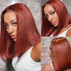 Lace Frontal #33 Reddish Brown Straight Bob Glueless Wig