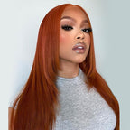 Glueless Ginger Brown Silky Straight Wigs - Pre-cut Lace