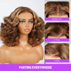 Glueless Honey Blonde Highlights Bouncy Curl Wig