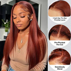 Reddish Brown 360 Full Lace Glueless Wigs Straight